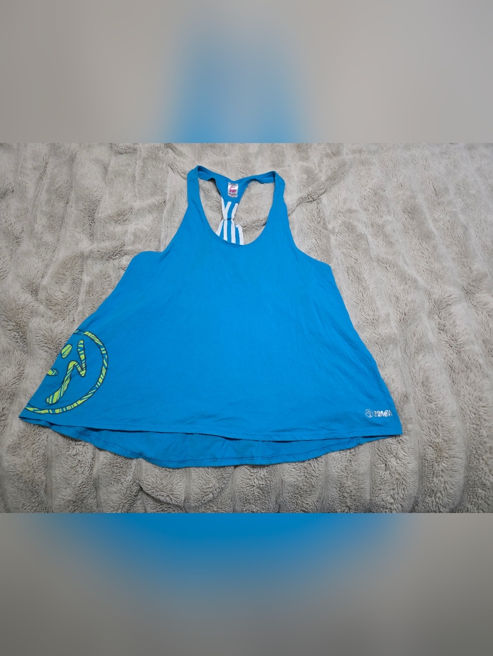 XXL Zumba Fitness Blue Women's Racerback Tank with Lime Logo